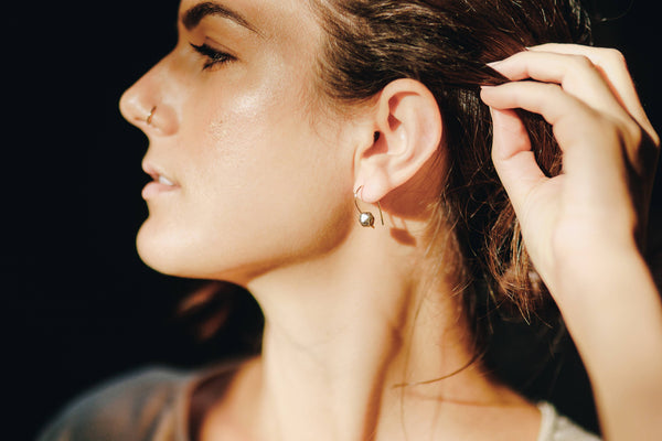 14k Gold Filled Wire Hook Earrings - Moss Agate