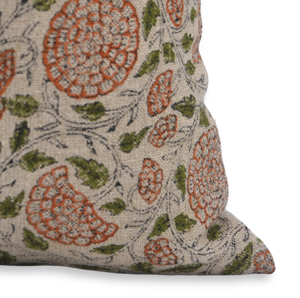 Luxury Hand-Printed Thick Linen Cushion Cover-Karwachauth