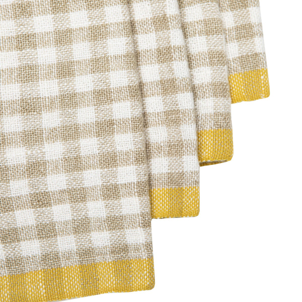 Two-Tone Gingham Napkins Natural & Dijon- set of 2
