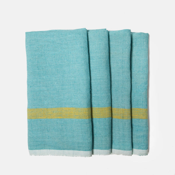 Laundered Linen Aqua/Lime Napkins 20x20 - Set of 2