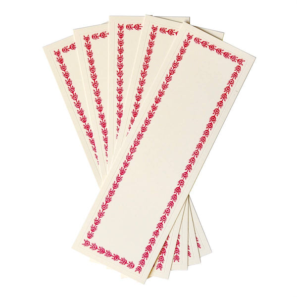 Five Long Self Adhesive Labels with Bright Pink border