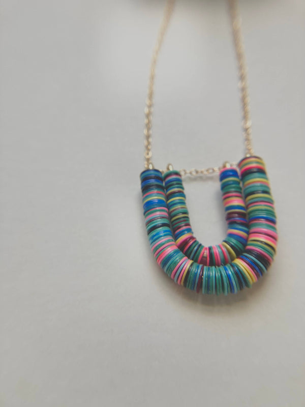 The Core Pendant - Colorful Double Arc on Gold Chain