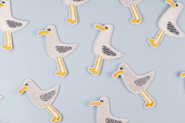 Seagull Embroidered Iron-On Patch Coastal Bird Design Beach