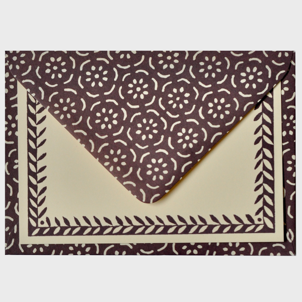 Set of Notecards and Envelopes Small Pear Halves Elderberry