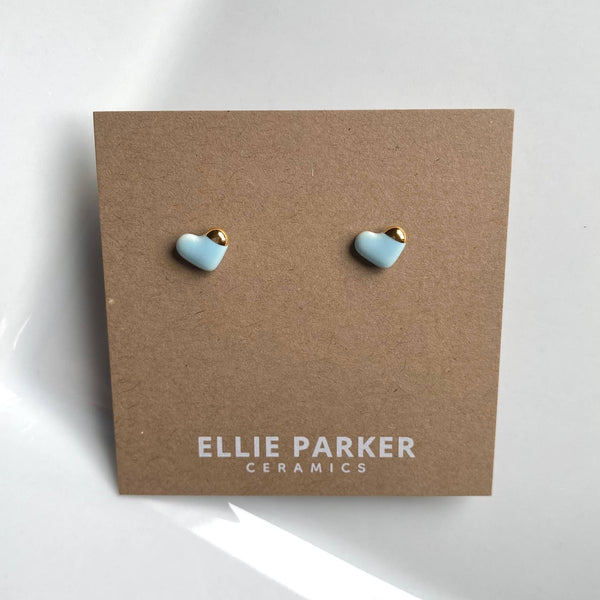 Heart Sky Blue Ceramic Stud Earrings