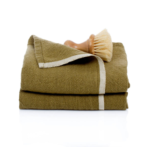 Chunky Linen Forest Green Towels 20x30 - Set of 2
